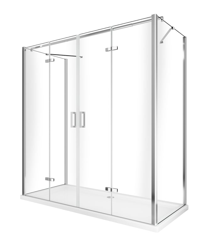 Kabina prysznicowa trójstronna z centralnymi drzwiami składanymii dwiema ściankami bocznymi, szkło 8 mm 72,5-75 ścianki stałe + drzwi 178,5-182