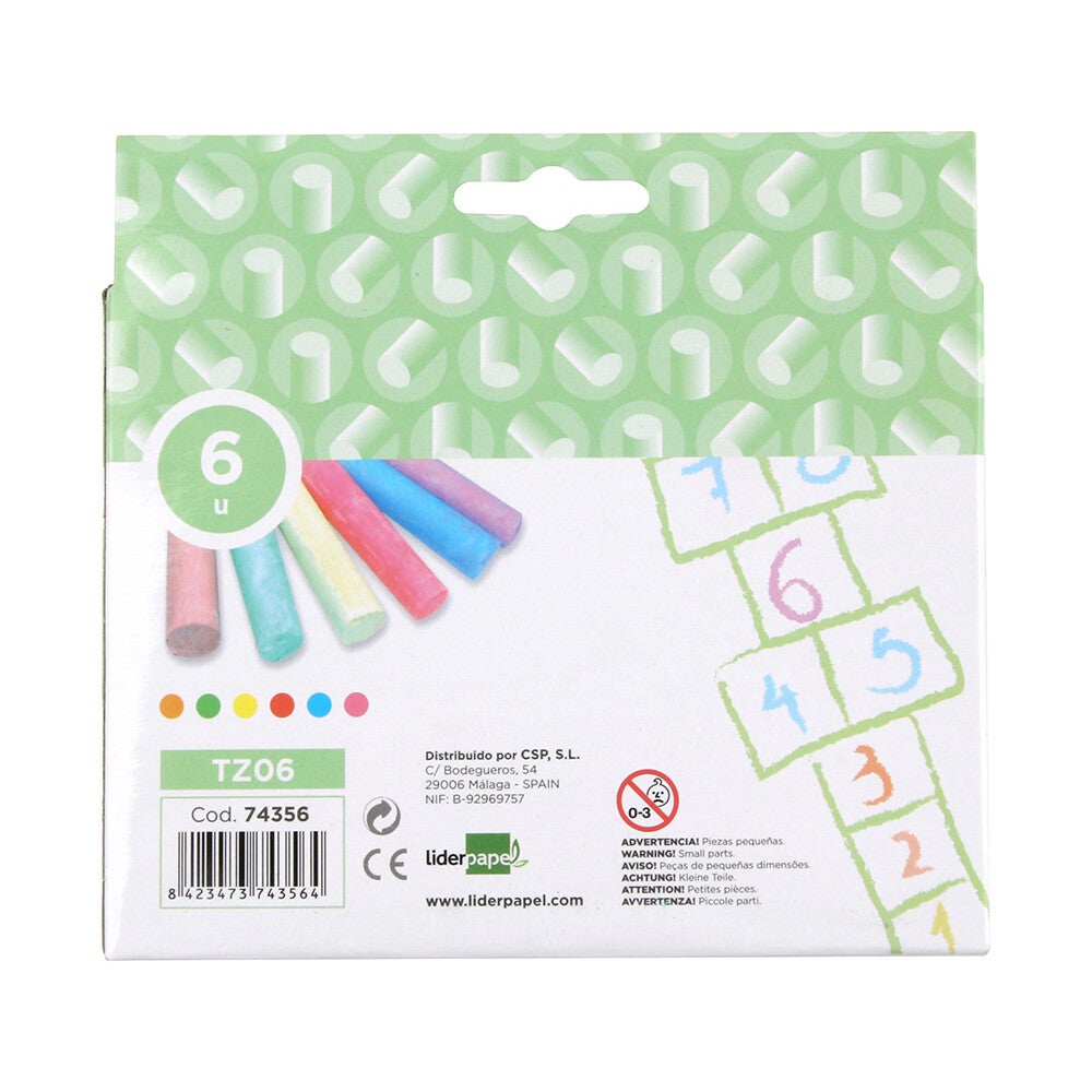 Craie trottoir liderpapel activités créatives scolaires coloris assortis boîte 6 unités - 3