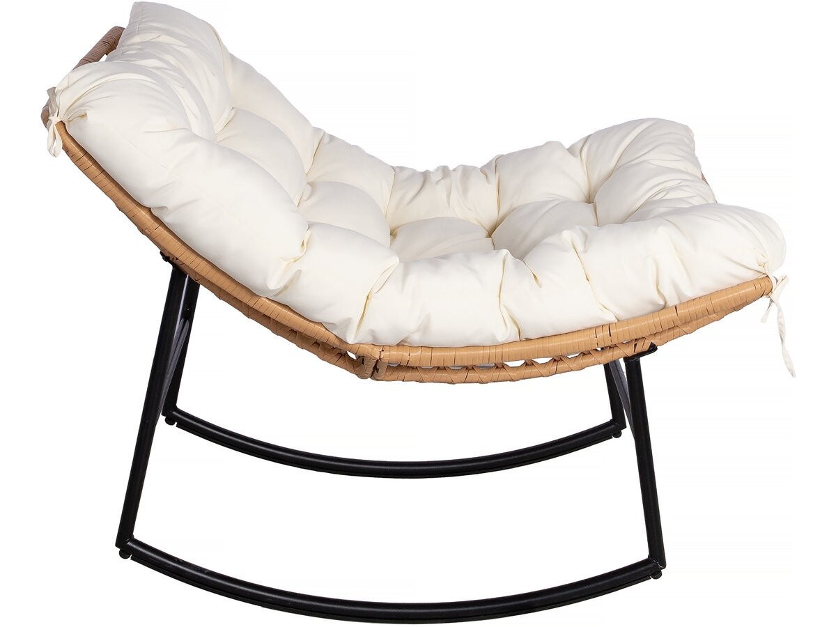 Fauteuil à bascule papasan avec coussin intérieur/extérieur 