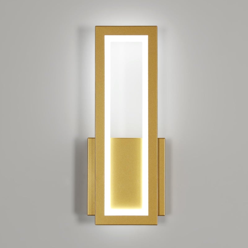 Wewnętrzna Lampa Ścienna LED, 16W 1800LM Złota Lampa Ścienna, Oprawa LED Światło Białe 6500K do Sypialni, Salonu, Korytarza, Schodów, 32CM