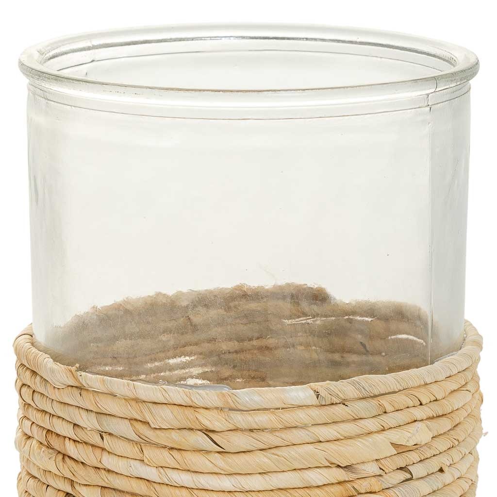 Vase en verre et fibre naturelle marron d13x17h - 5