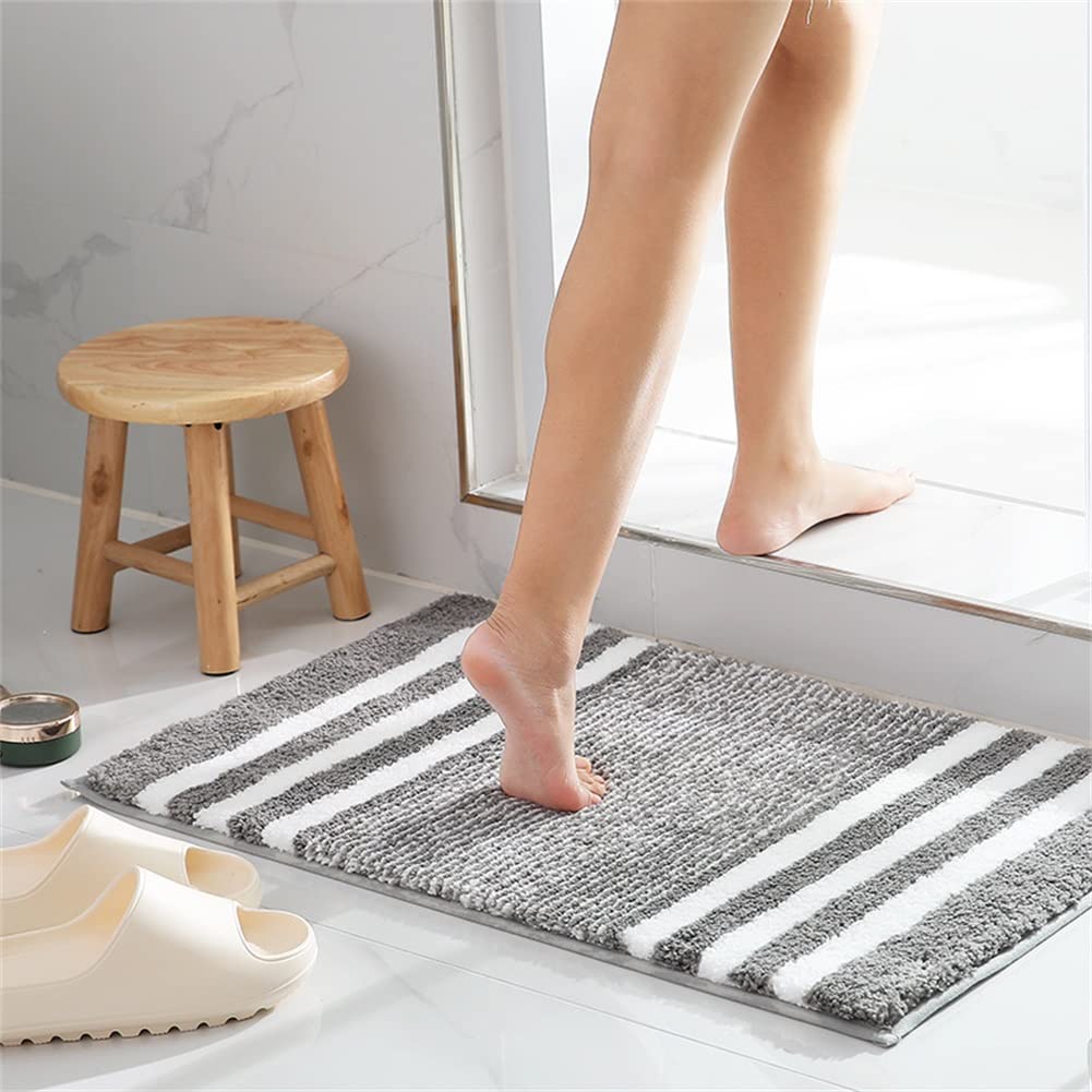 40x60CM Tapis de salle de bain, tapis absorbant, tapis de pied de salle de bain, tapis d'entrée intérieur, facile à nettoyer (gris) - 6