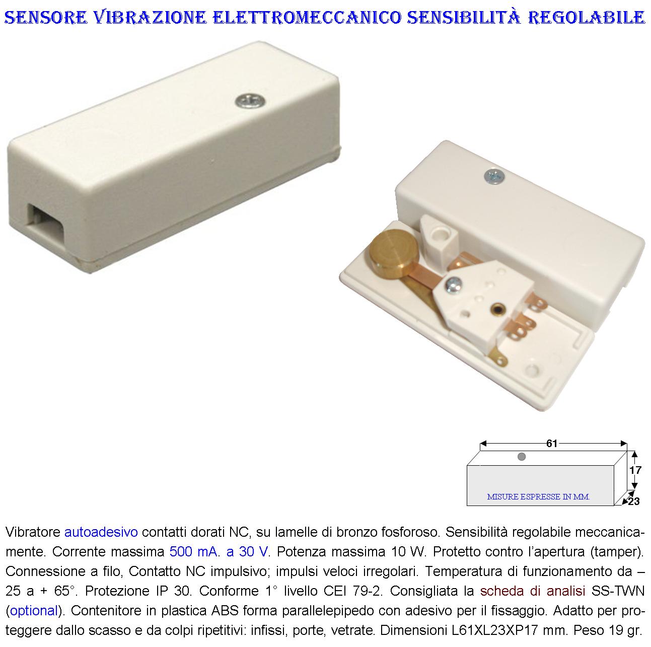 Sensore di Scasso Rileva le Vibrazioni Continue 3 Pezzi Via Filo Antifurto Per Inferriate Porte Infissi Martelletto Oscillante Regolabile Contatto All - 3