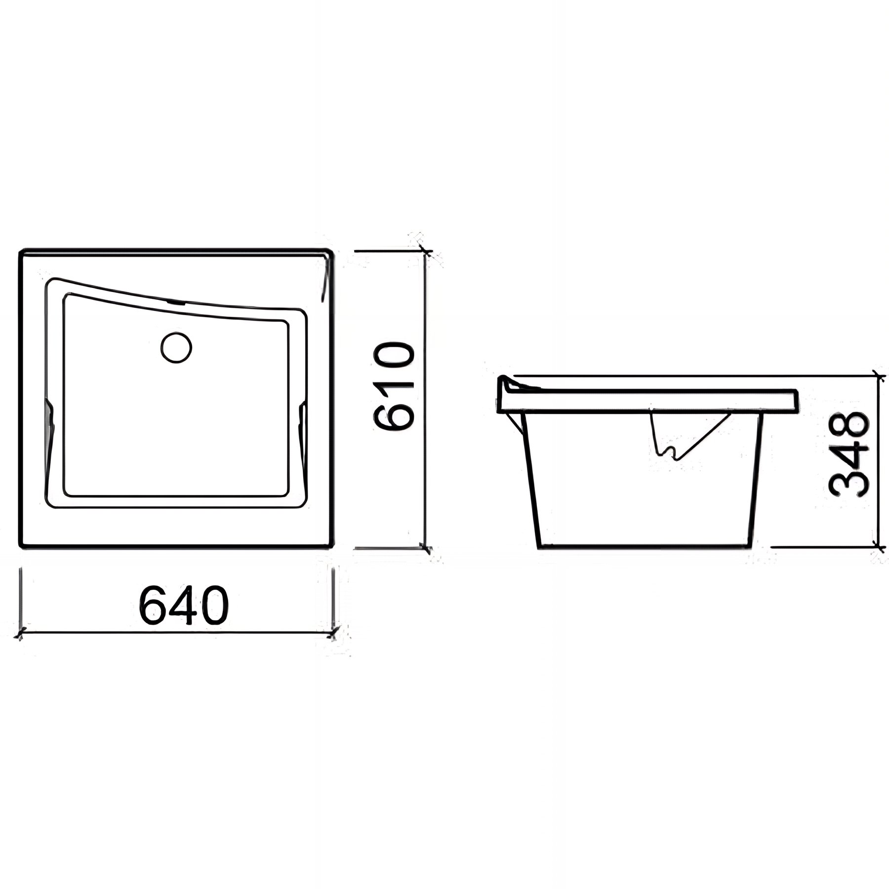Évier buanderie vidoir bac à laver céramique traditionnelle SANINDUSA 64x53 H35 BLINK blanc compatible avec meuble BLINK - 2