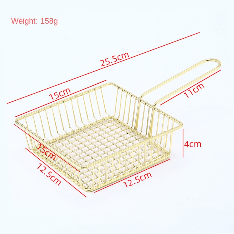Mini panier de friture carré en fer électroplaqué, panier à frites et snacks style américain - 7