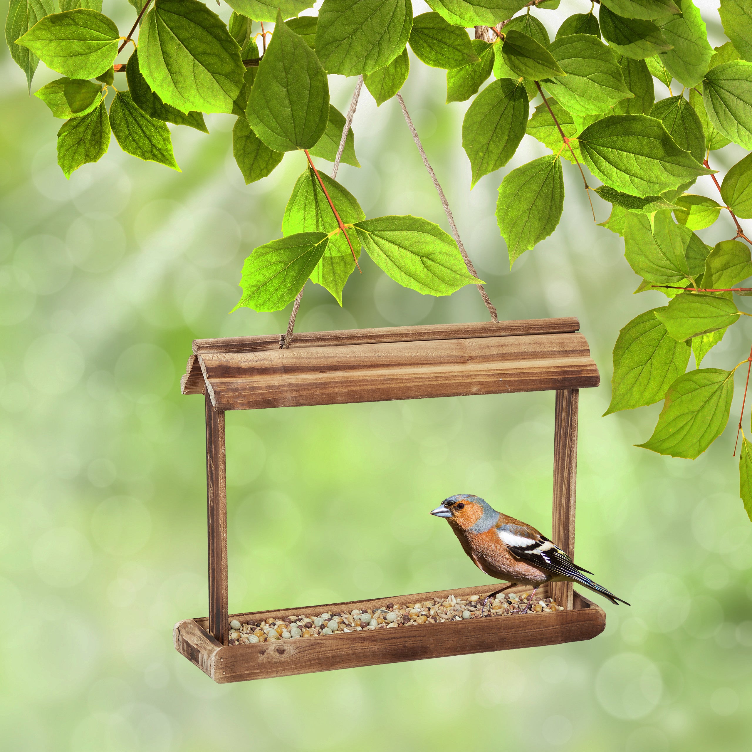 Mangiatoia Per Uccelli Da Esterno Con Funzione Di Blocco – Retrattile, Capacità 1kg, Marrone, Per Birdwatching In Giardino