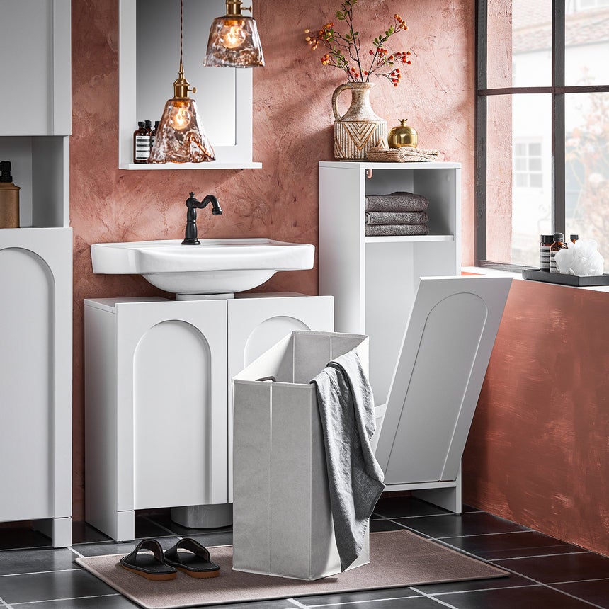 Mueble para Ropa Sucia Canasto para la Colada Amario de Baño con 1 Cesto y 1 Estante Abierto BZR161-W SoBuy ES - 8