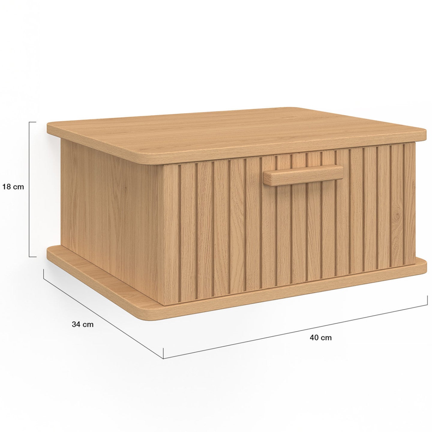 Lot de 2 tables de chevet murales JULIETTE 1 tiroir étagère suspendue lattes tasseau bois - 4