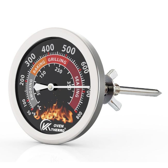 Lot De 2 Thermomètres Barbecue – Jauge Température Grill 10-400°C, Cadran 5,1 Cm, Sonde Inox 7,6 Cm