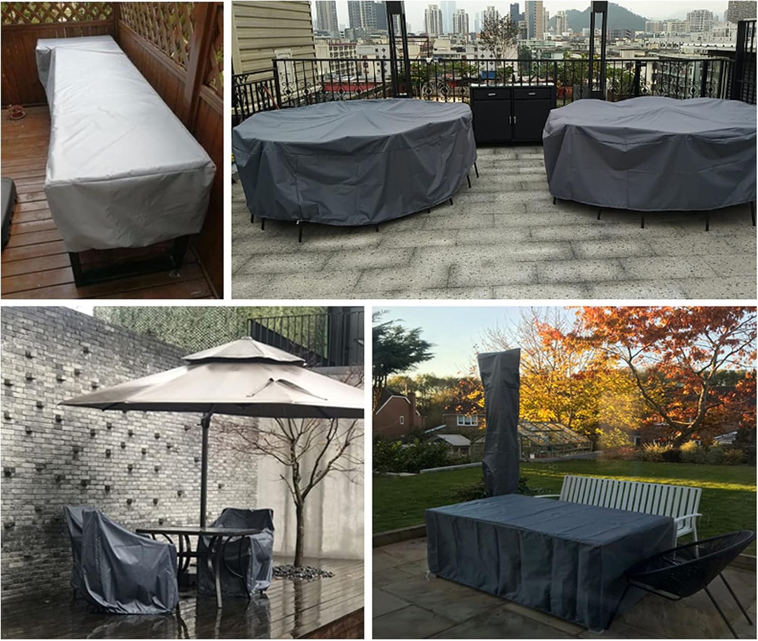 Voile de parasol à quatre coins, imperméable, tissu anti-UV, adapté à la cour, au jardin, à la terrasse, à l'extérieur, kaki - 3