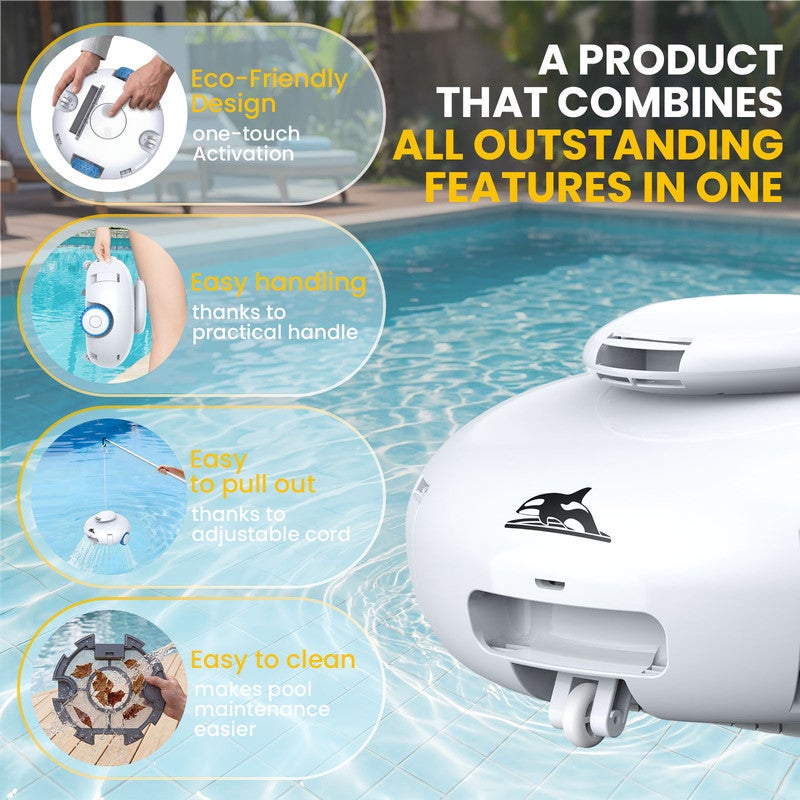 Limpador de piscina, robot para piscina, autonomia de 120 minutos, consegue subir paredes da piscina, aspiração potente, estacionamento automático. - 4