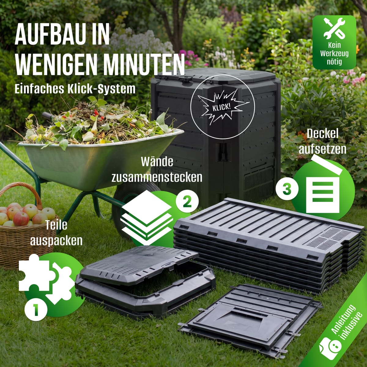 Compostador Hotbin Negro 380L 72x72x83cm - 7
