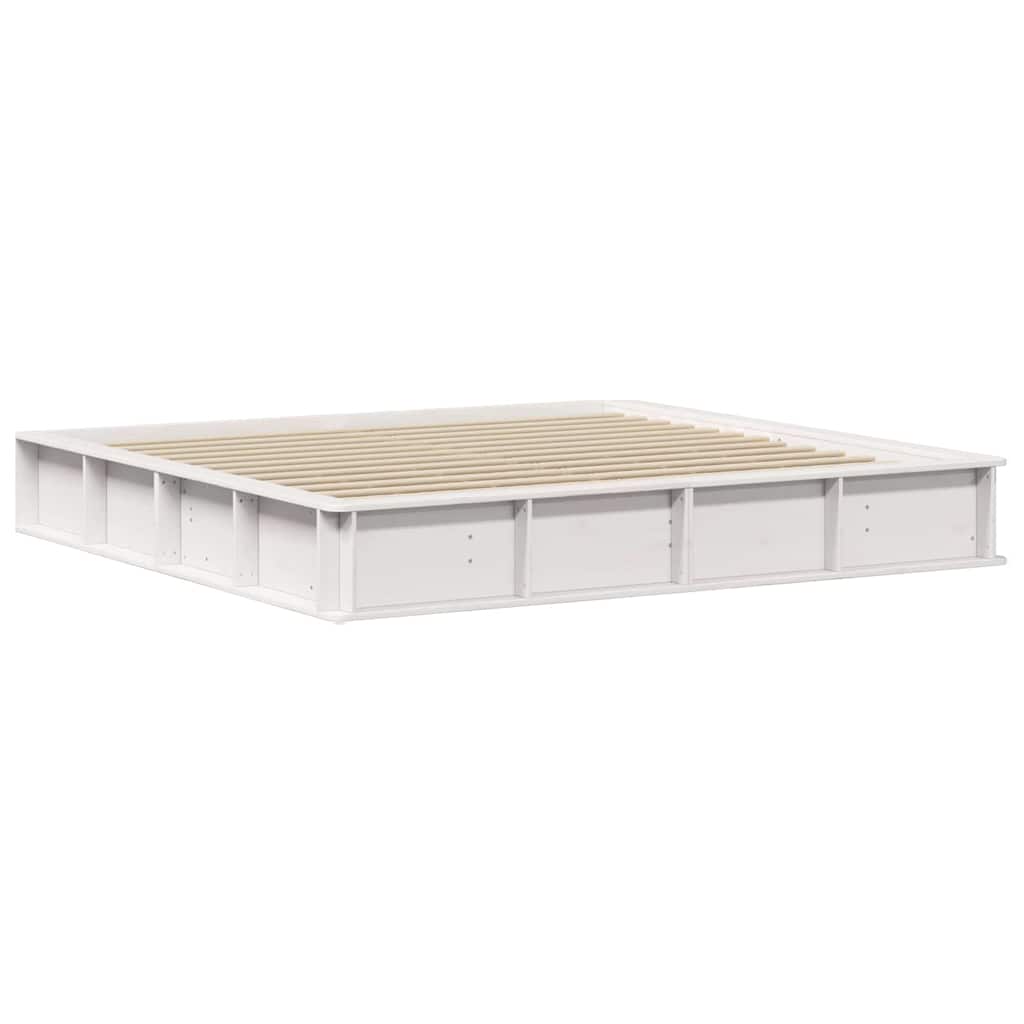 Cadre de lit blanc en bois de pin massif pour la chambre, 180 × 200 cm - 4