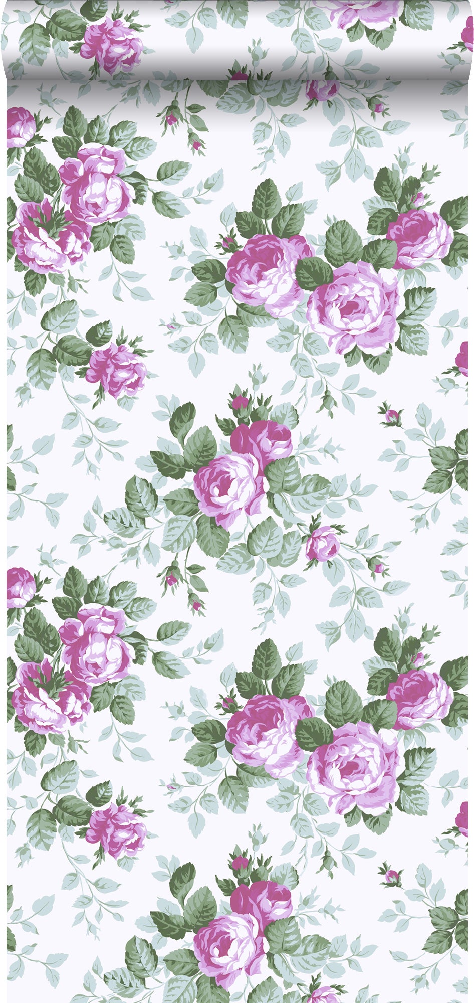 Tapeta róże fioletowym - 53 cm x 10.05 m - ESTAHOME