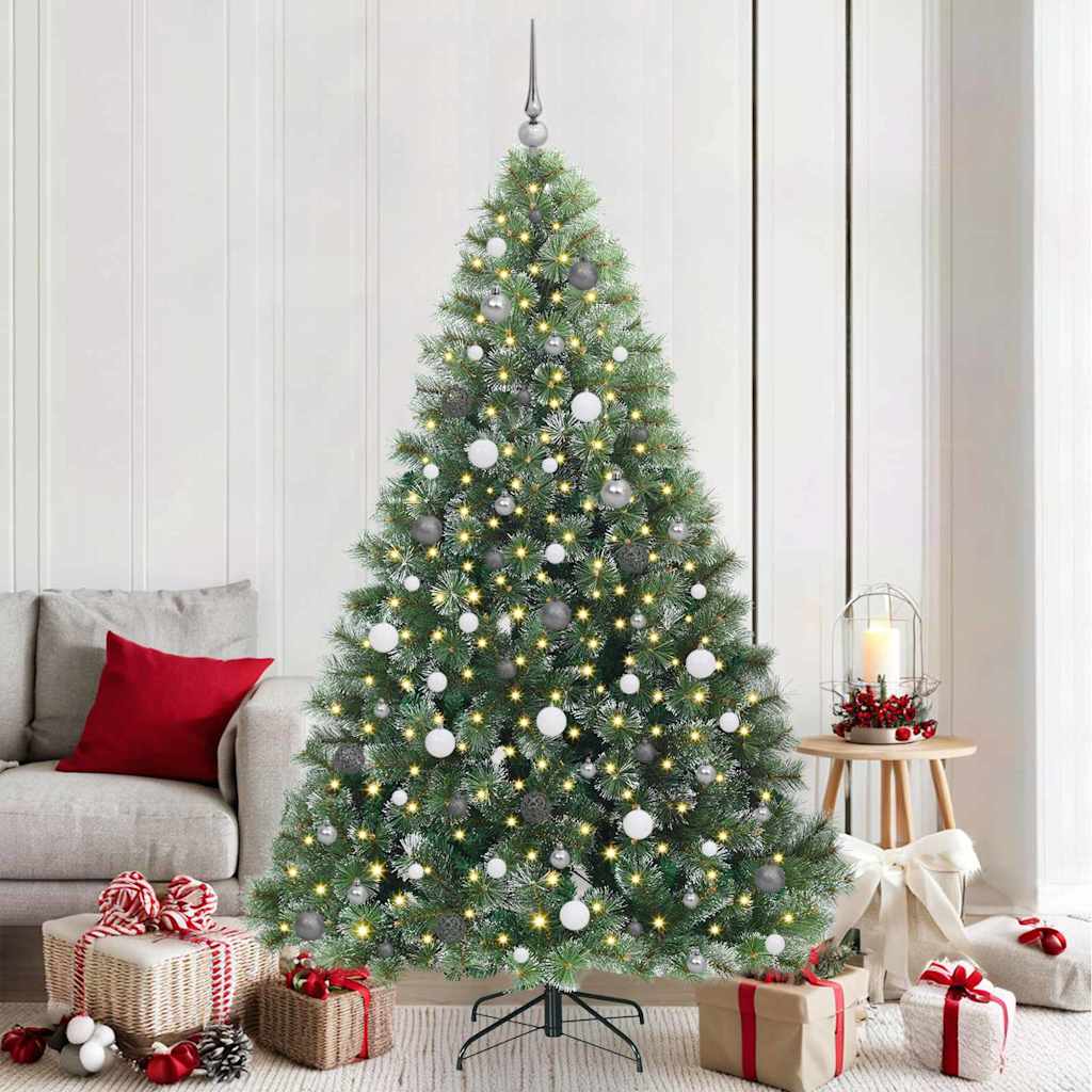 Sztuczna choinka z 300 diodami LED Zielony 210 cm PE i PVC