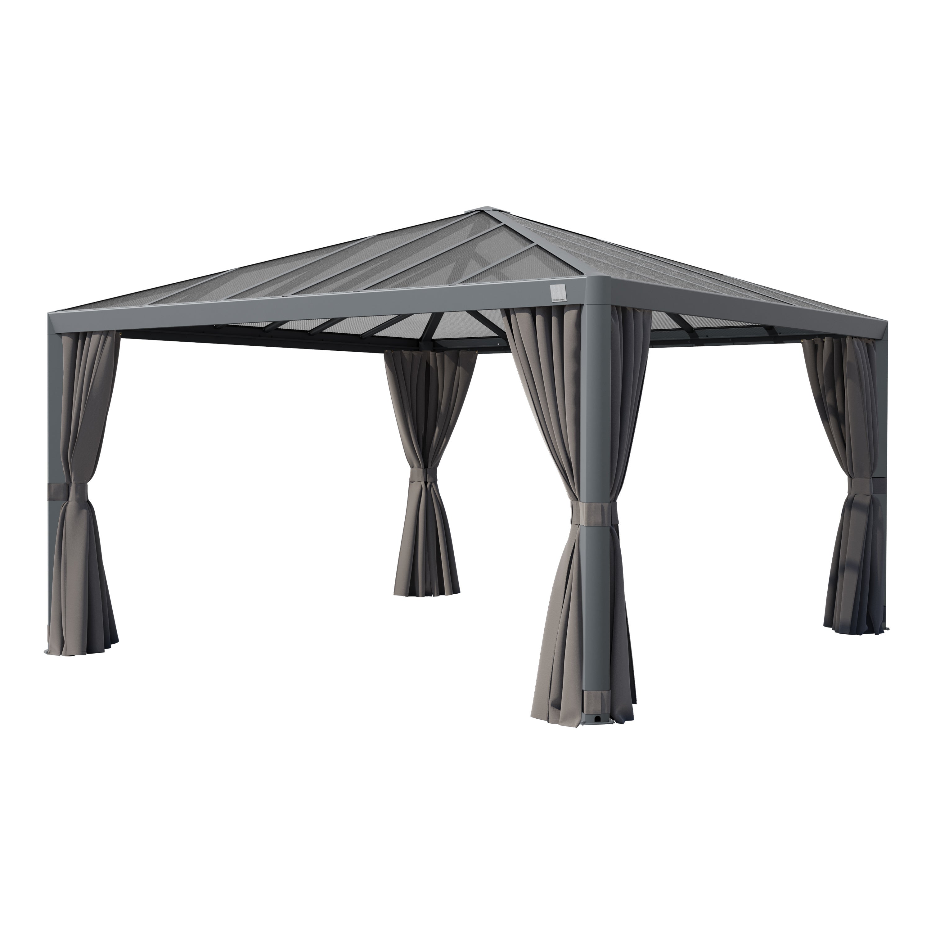 PRIMEYARD Pawilon ogrodowy 4x4 m Hardtop dach z poliwęglanu z 4 ściany boczne, szary