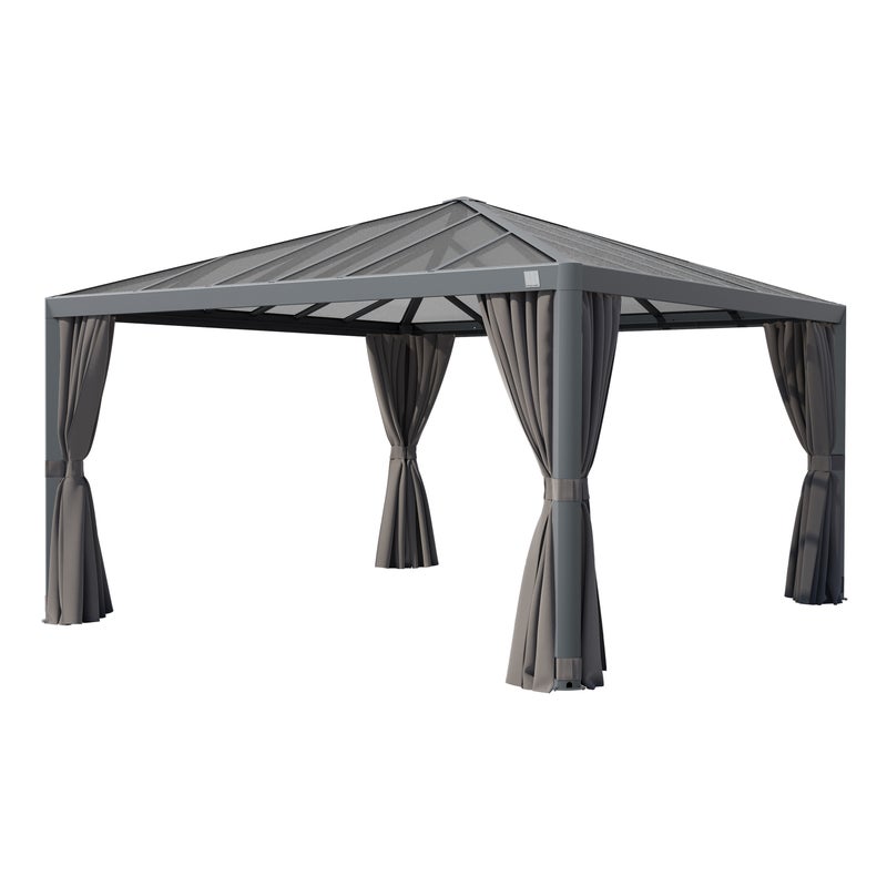 PRIMEYARD Pawilon ogrodowy 4x4 m Hardtop dach z poliwęglanu z 4 ściany boczne, szary