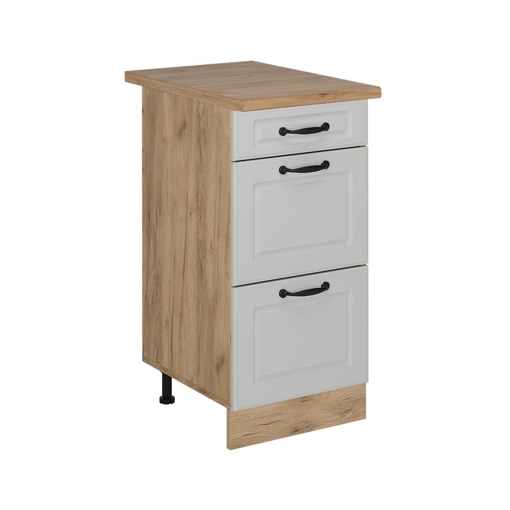 Vicco Szafka dolna do kuchni R-Line, Biały domek wiejski, 40 cm z szufladami, BP Dąb