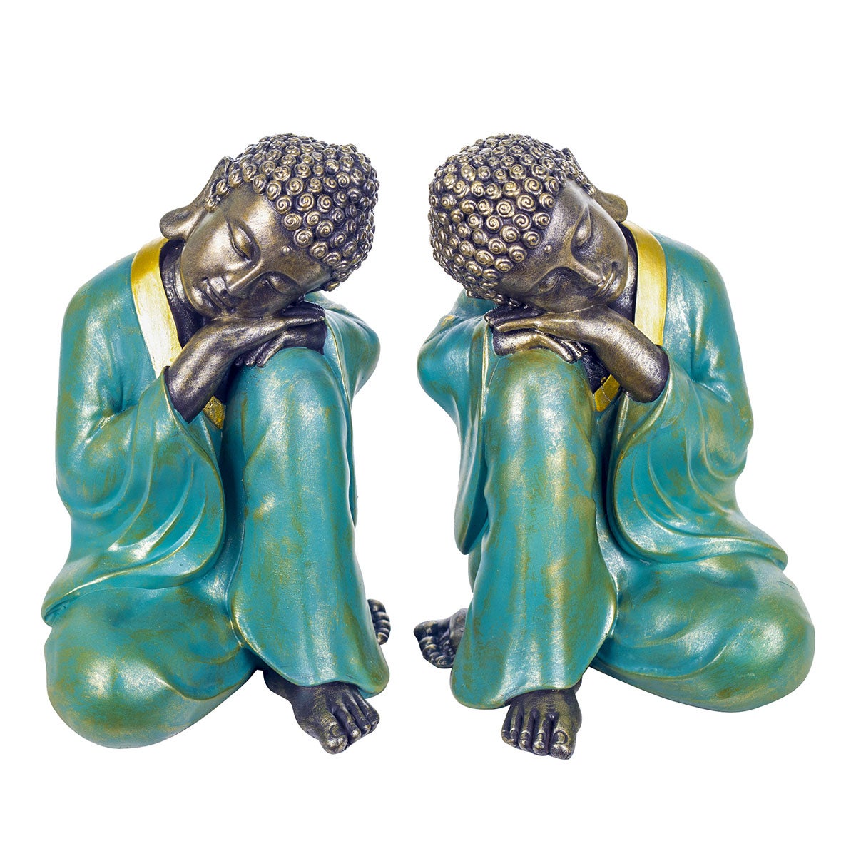 Signes grimalt by sigris - figura buda 2 unidades azul de resina | figura de buda figuras decorativas decoracion salon 20x14x13cm