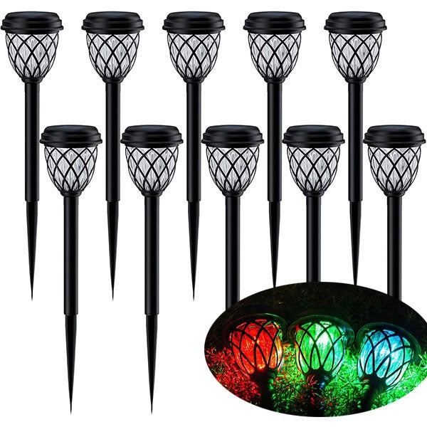 10 sztuk solarnych lamp ścieżkowych zewnętrznych, wodoodporne lampki LED w kolorze światła, lampki do ogrodu - 41 cm