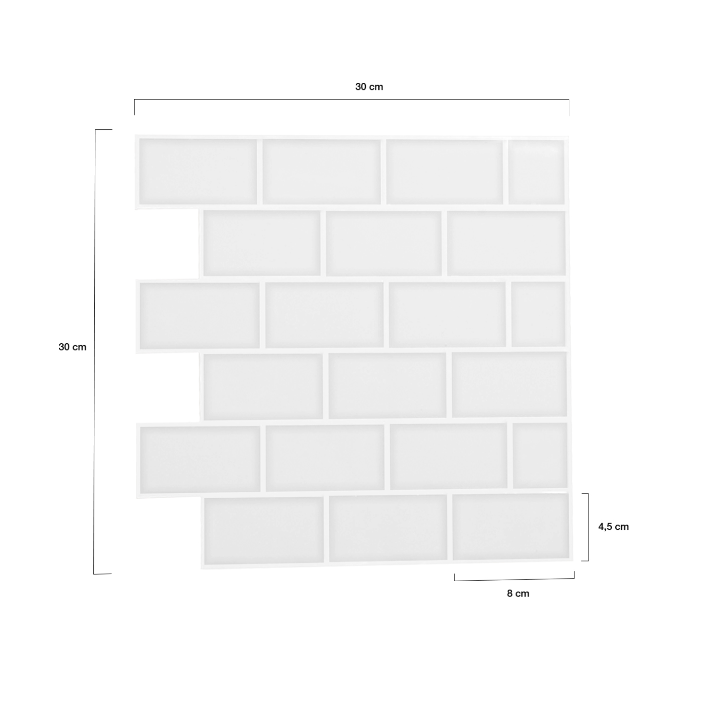 Crédence adhésive murale effet carrelage métro blanc 10 pcs 30x30 cm - 4