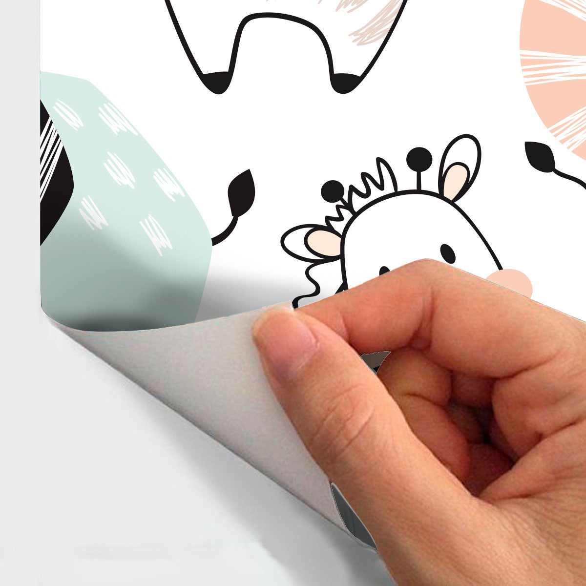 Adesivo carta da parati dei bambini animali della foresta incantata - Sticker adesivo - adesivi murali - 60x60cm - 4