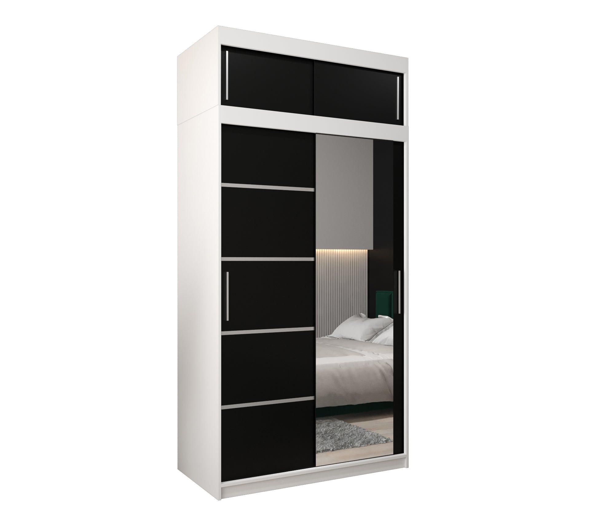 Szafa przesuwna z nadstawką garderoba Verona 2 120 x 62 x 240 cm Biały + Czarny - Abiks Meble