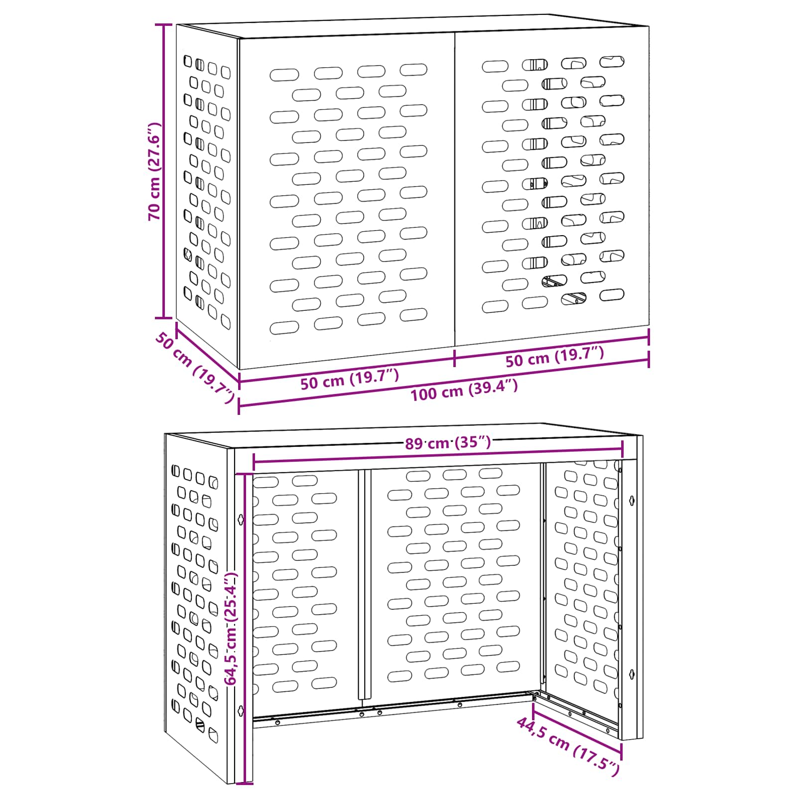 Housse de climatiseur Blanc 100 x 50 x 70 cm Acier vidaXL - 3