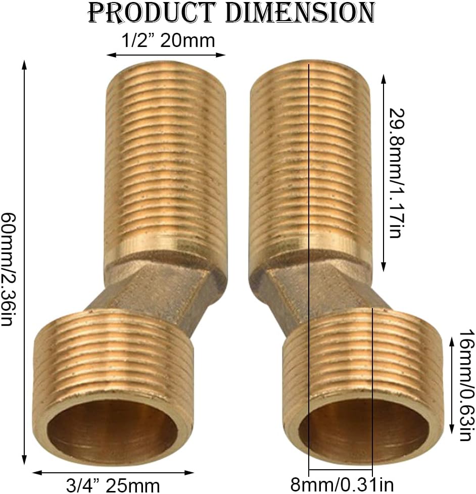 Lot de 2 adaptateurs pour robinet de douche, 3/4