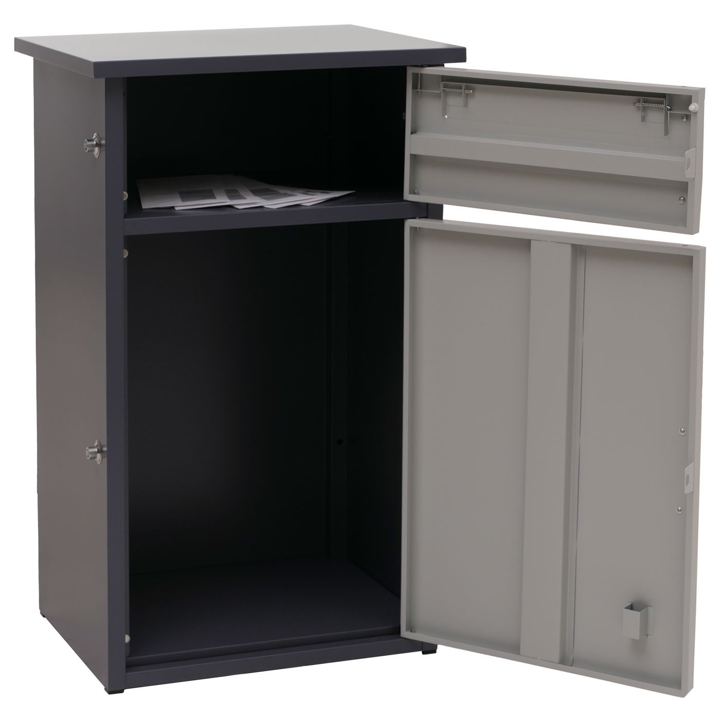 Boîte à colis HWC-O51, boîte à colis, casier à colis, boîte aux lettres 2 compartiments, acier 78 x 49 x 38 cm ~ gris foncé/gris clair - 6