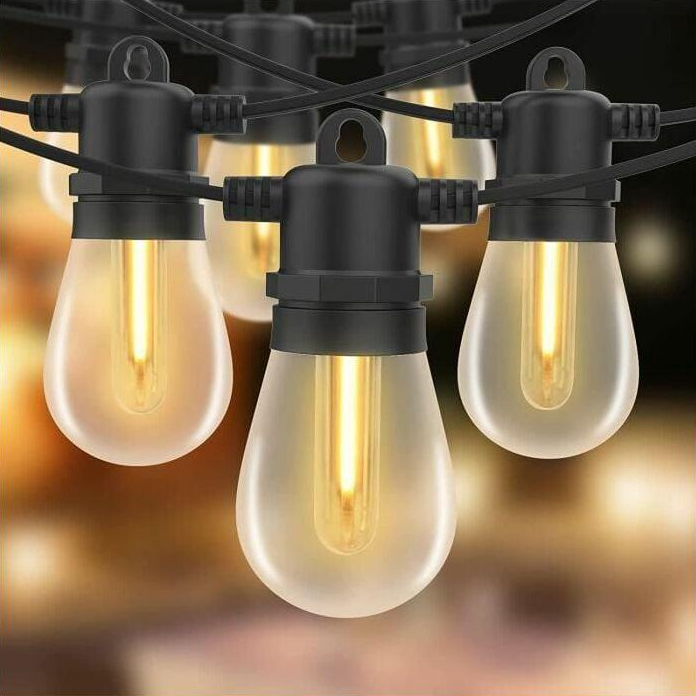15M Zewnętrzna Girlanda Świetlna LED z 15 Żarówkami E27 S14 z Plastiku IP44 Wodoodporna Girlanda do Ogrodu na Dziedziniec Patio Boże Narodzenie