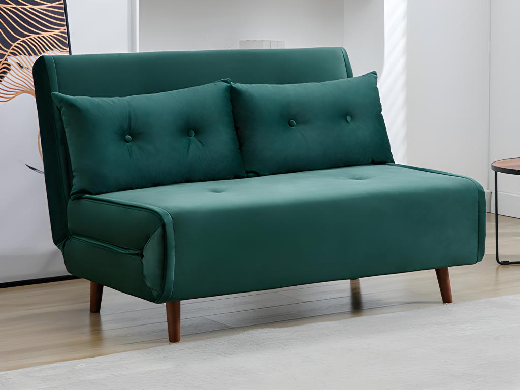 Divano letto 2 posti in Velluto Verde abete - URIBIA | Leroy Merlin