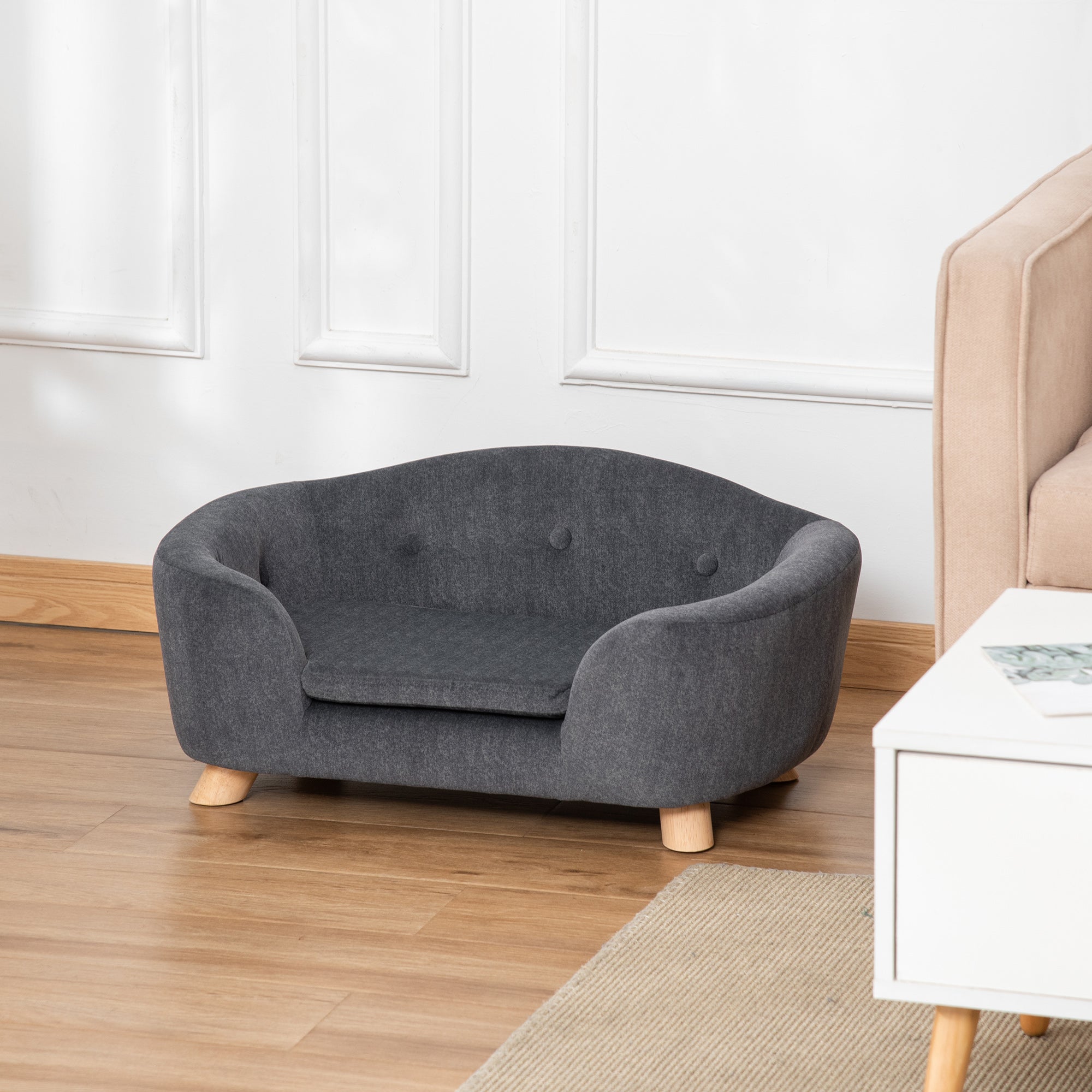 Cuccia Per Gatti PawHut A 2 Piani In Vimini - Grigio Con 2 Cuscini, 56x37x40 Cm, Per Interno/Esterno - Foto 5