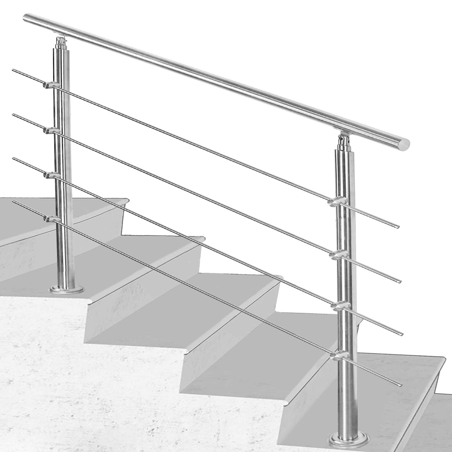 Yakimz Barandilla Escalera Acero Inoxidable 80cm Sin Travesaños: Ángulo Ajustable, Para Interior Y Exterior