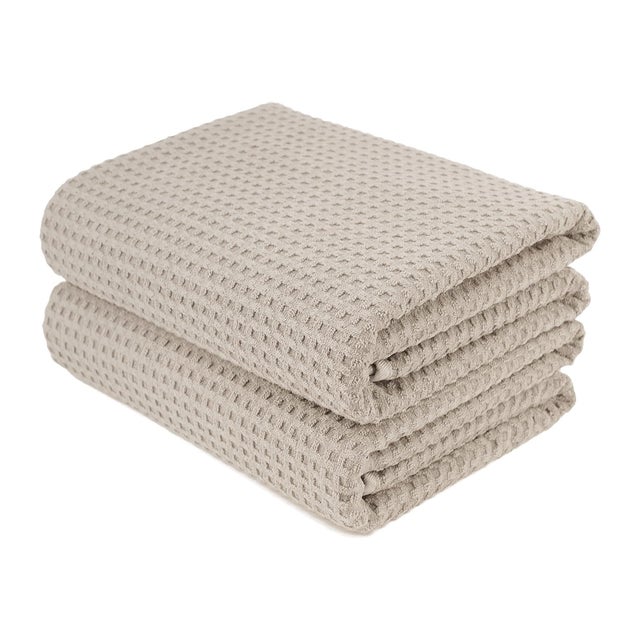 FANMITRK Lot2 serviettes bain microfibre nid d’abeille beige sans doublure séchage rapide 34×73cm