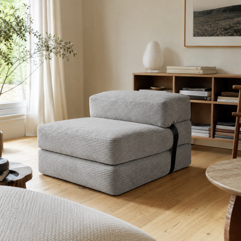Poltrona cama com capa removível 70x190 cm BANANAIR cinzento claro - 2