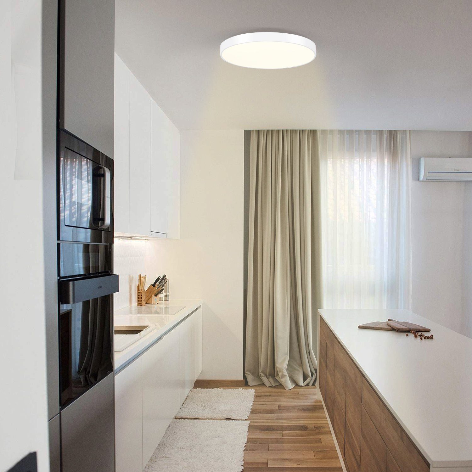 NETTLIFE Lâmpada de teto LED branca quente - lâmpada de casa de banho 12W IP44 à prova de água 21cm redonda moderna - 8