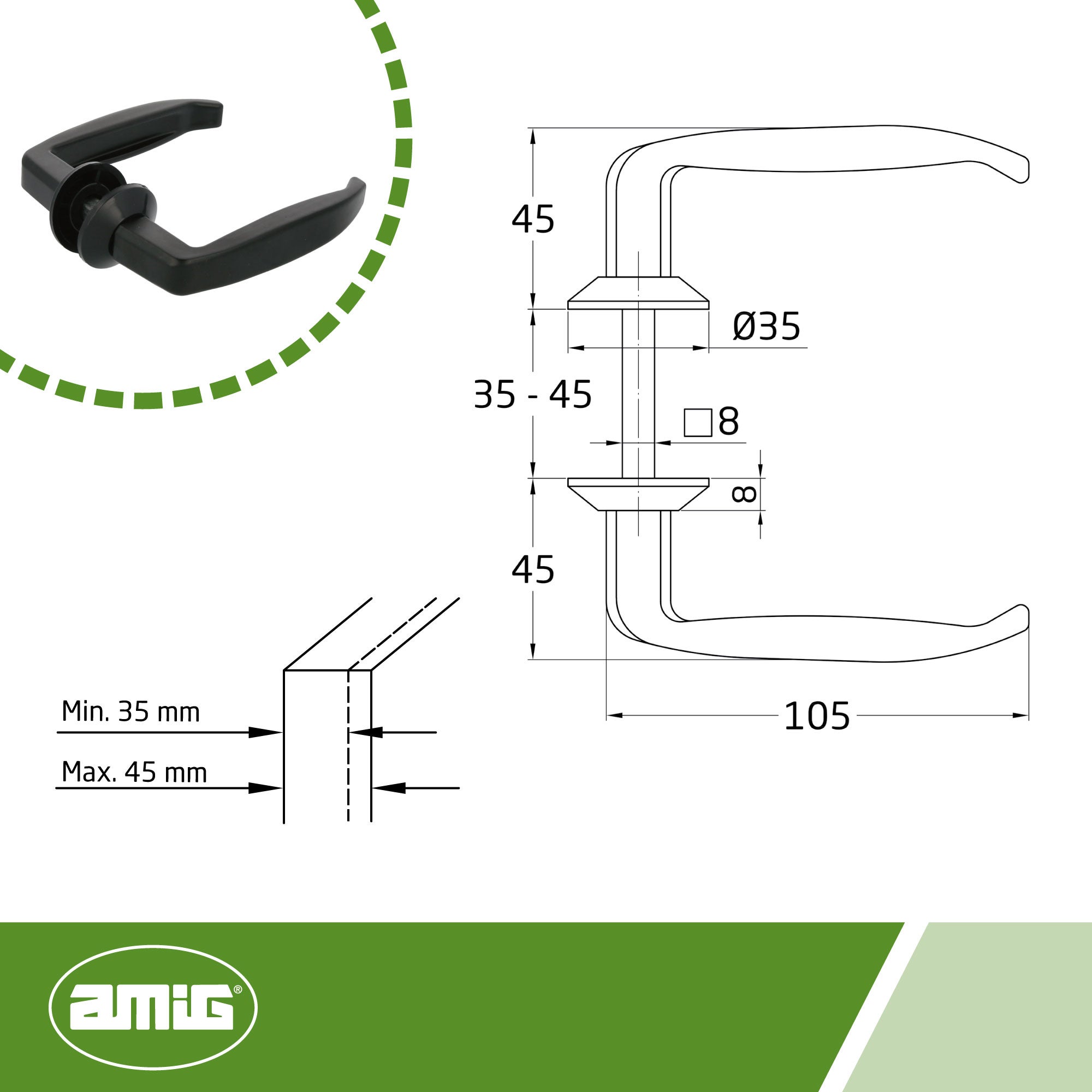 HOPPE MANIVELA VENTANA VARIOFIT 90º MARRON 8007 MARRON ATLANTA - 6