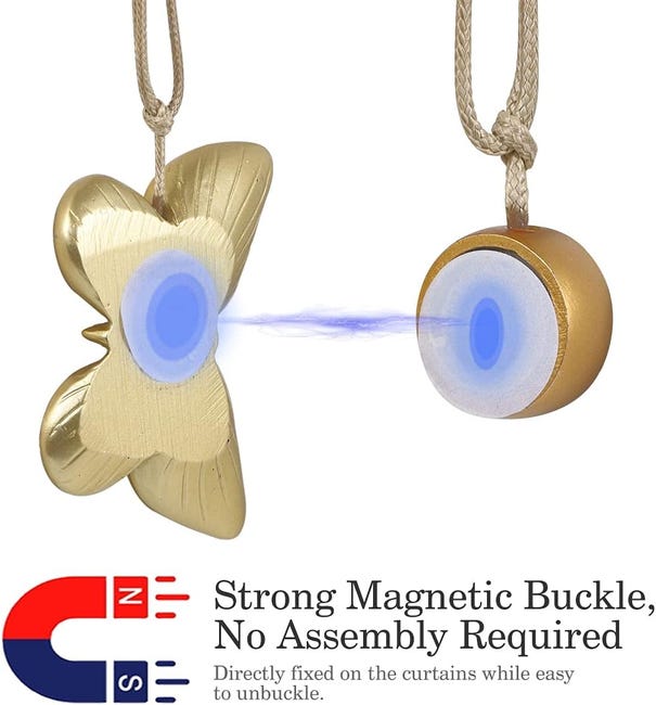 Fermatende Magnetici A Farfalla In Resina - 2 Pezzi Con Cordino, Design Elegante Per Tende - Foto 10
