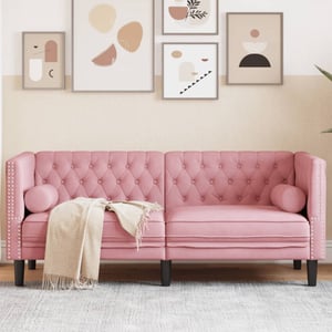 Divano Chesterfield con Rinforzi Posti Rosa in Velluto vidaXL