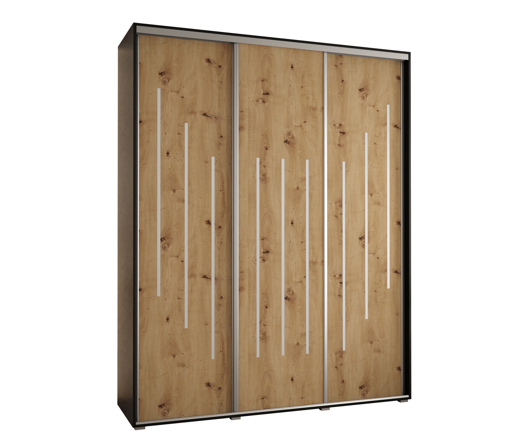 Szafa przesuwna wysoka Davos 8 200 x 60 x 235,2 cm czarny + artisan + u. srebrny - Abiks Meble