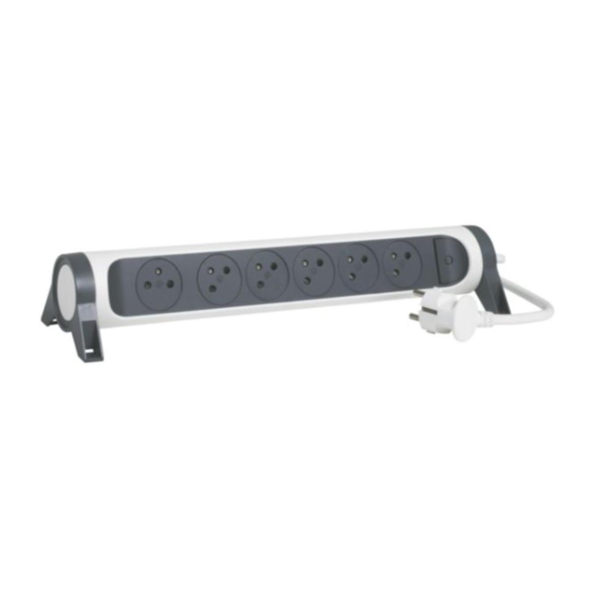 Rallonge multiprise rotative 6 prises - Blanc et Gris foncé - Legrand ...