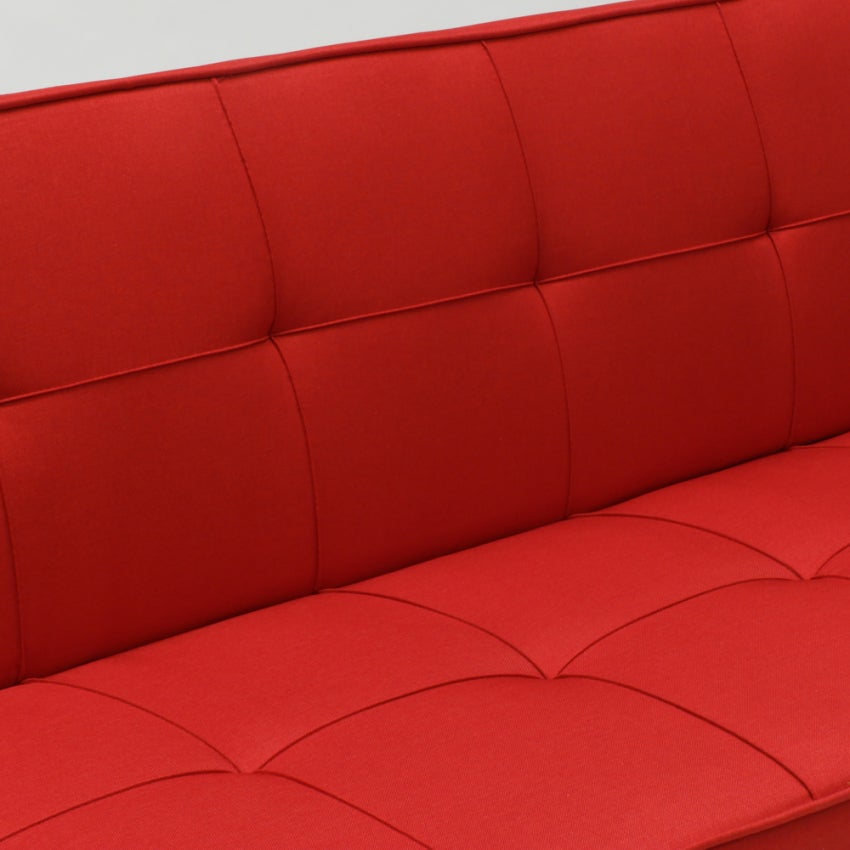 Divano letto in tessuto 2 posti design moderno Gemma pronto letto - Rosso - 6