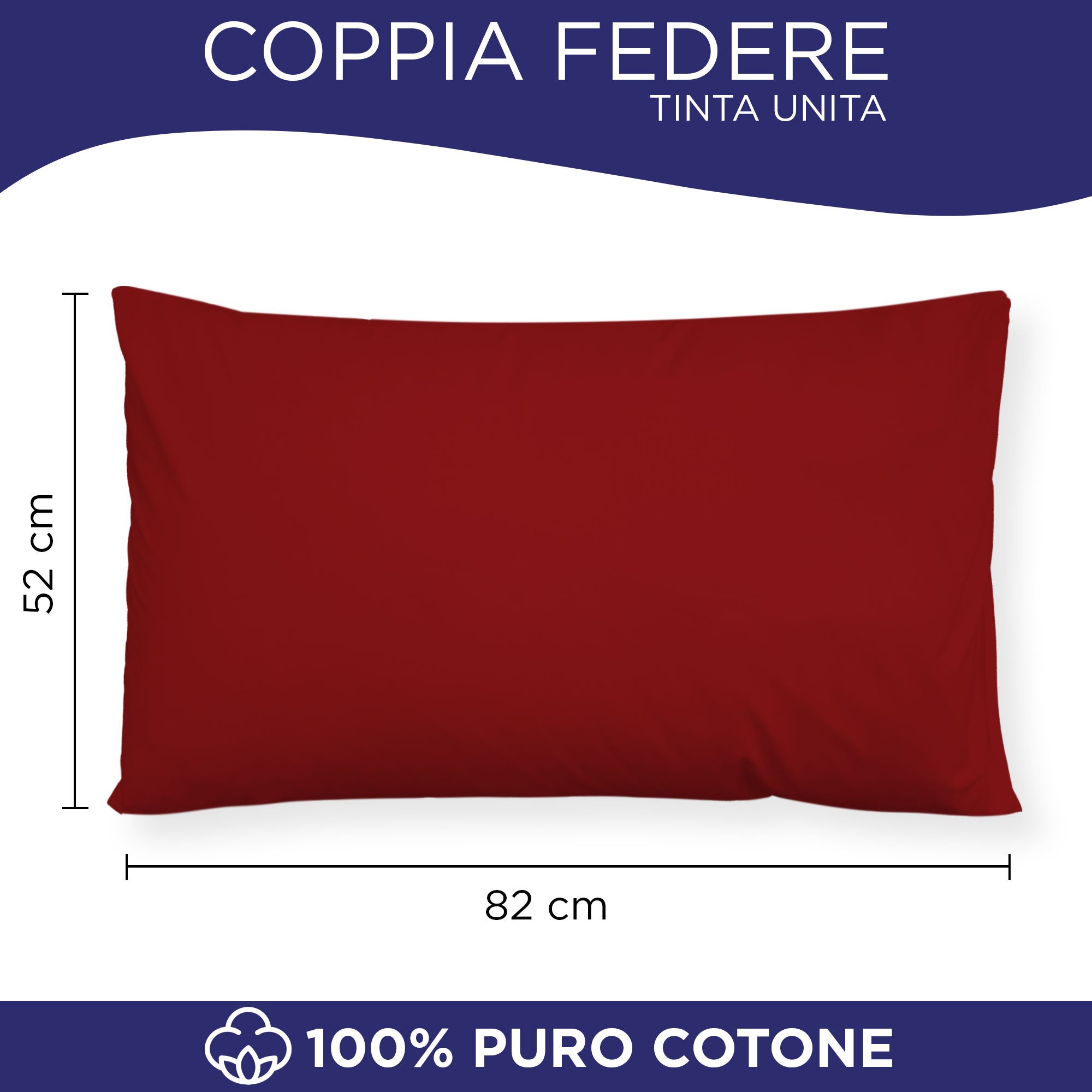 Coppia federe cuscini letto in cotone Copricuscini guanciale in tinta unita 7127 - 3