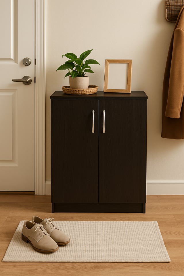 Scarpiera in Melaminico Colore Wengé, 60x40,5x80 cm, Capacità 9 Paia di Scarpe