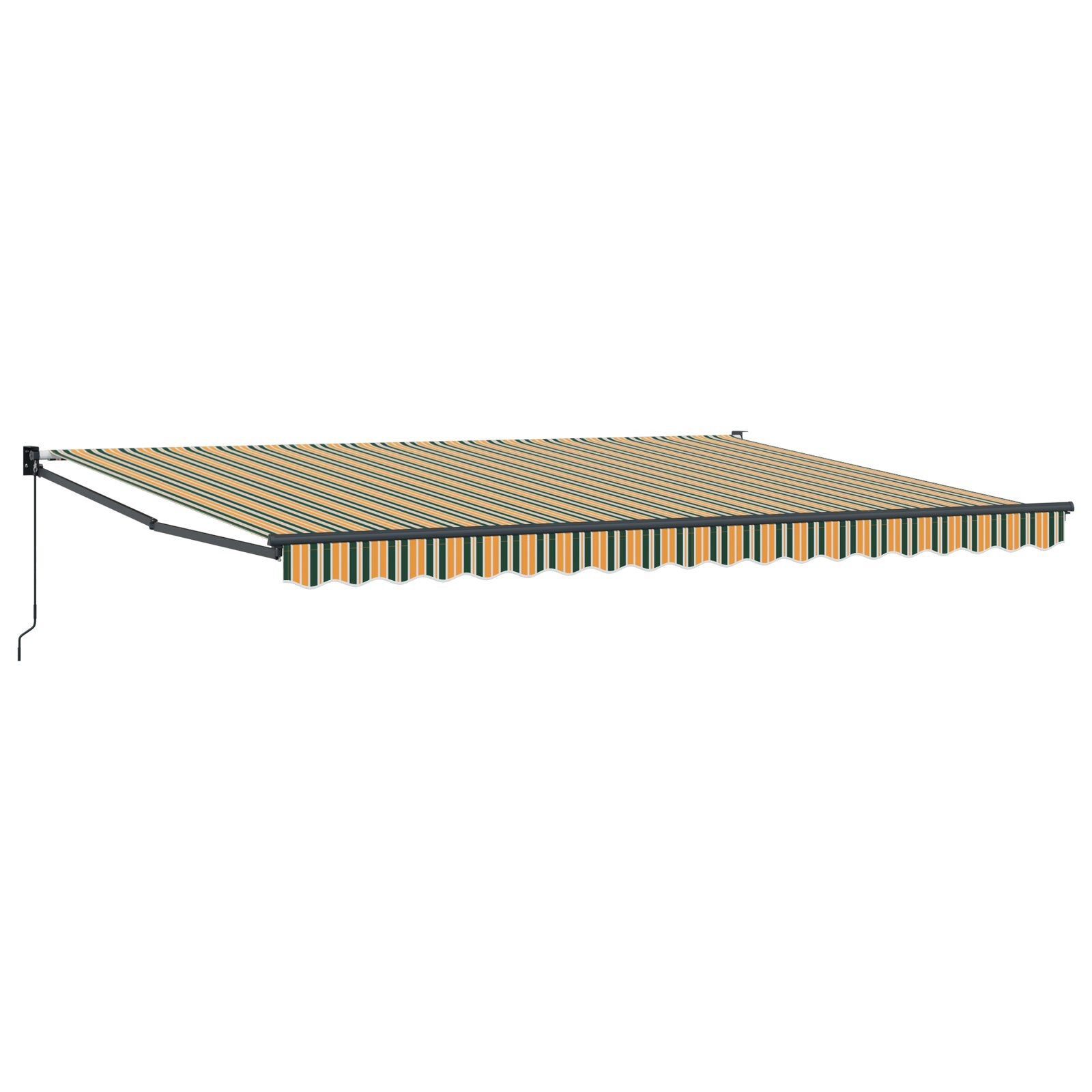VidaXL Tenda Da Sole A Righe Verde E Gialla - Copertura Per Struttura 4m, Con Finitura Vintage, Perfetta Per Giardino E Terrazzo - 2