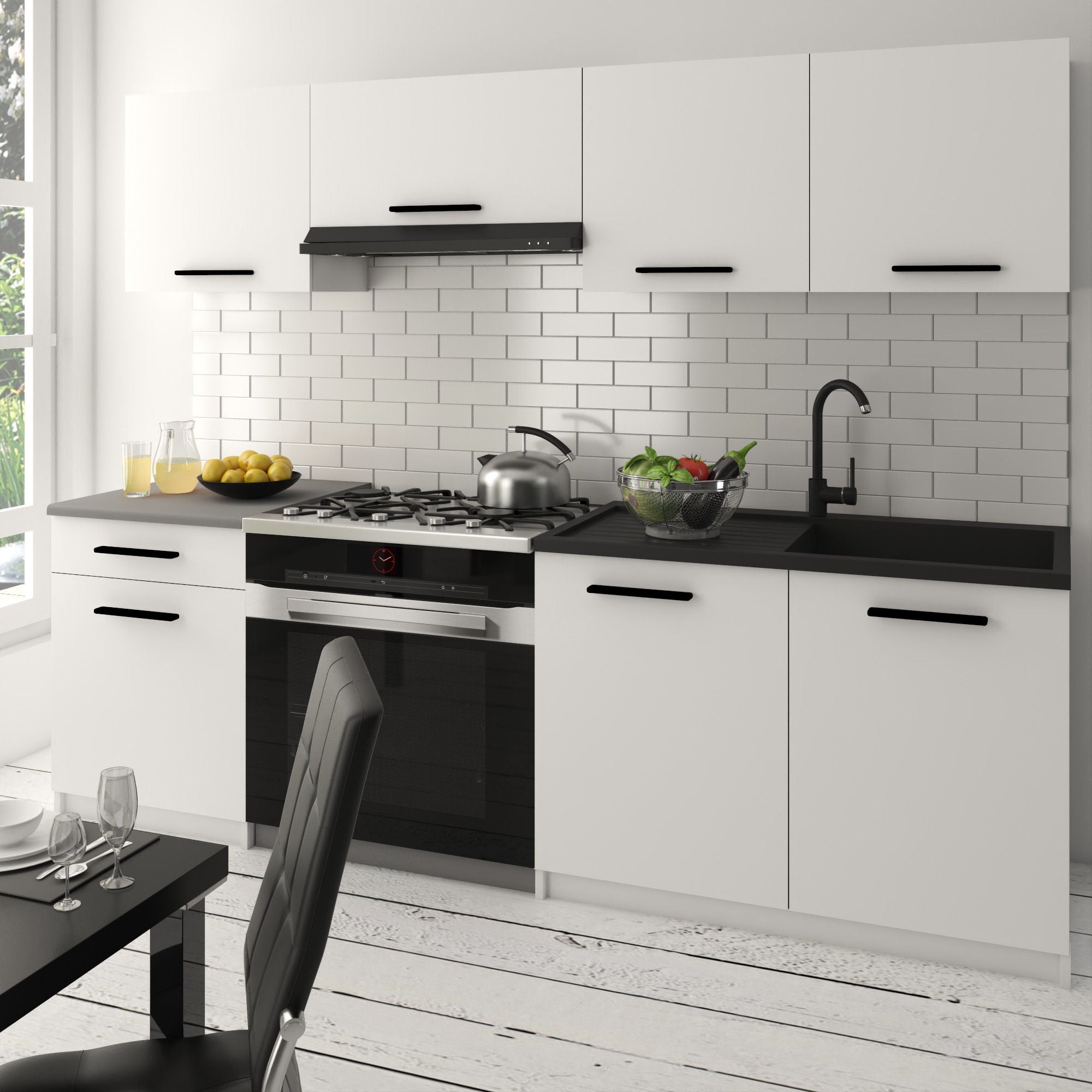 BELINI Cuisine Equipee Complete ITALIA 1 - 180 cm. Cuisine avec Plan de Travail, Blanc Mat - 2