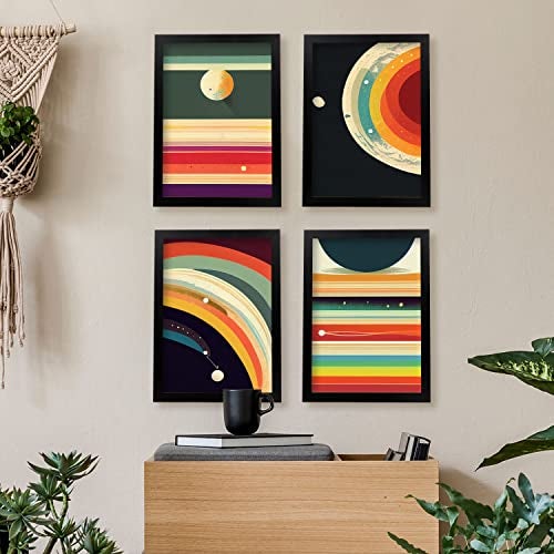 Nacnic Set De 4 Posters Espejismo En Estilo Abstracto Llamativas Y Modernas Ilustraciones Artísticas A Todo Color Para El Size A4 Marco Negro - 5
