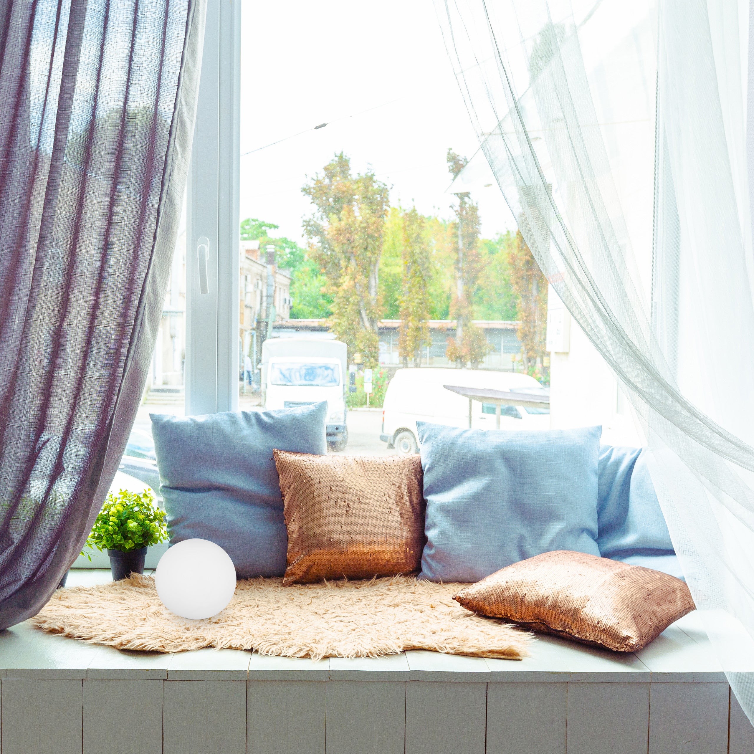 Lampions boules LED, lot de 9, changement de couleurs, éclairage d’ambiance, globes, déco, D : 7,5 cm, blanc - 3