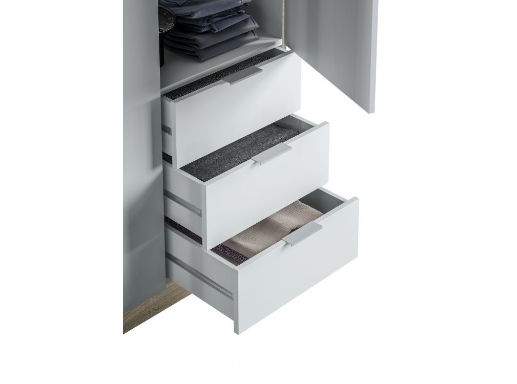 Habitdesign Low Cost Armadio, Melammina, Bianco Artico e Rovere Canadese, 121 cm (Ancho) x 180 cm (Alto) x 52 cm (Fondo) - 5